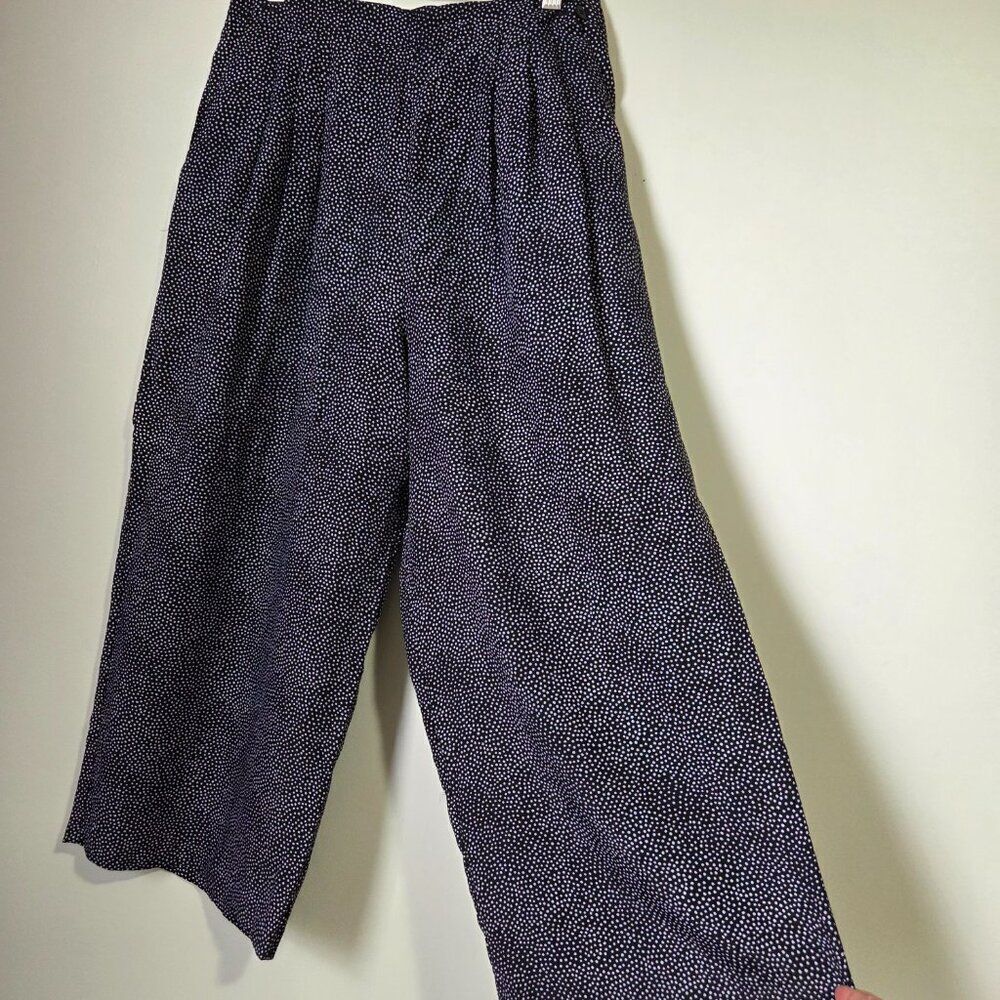 EUC CHAUS PETITES WIDE LEG DOTTED PLEATED SOFT PANTS SIZE 14